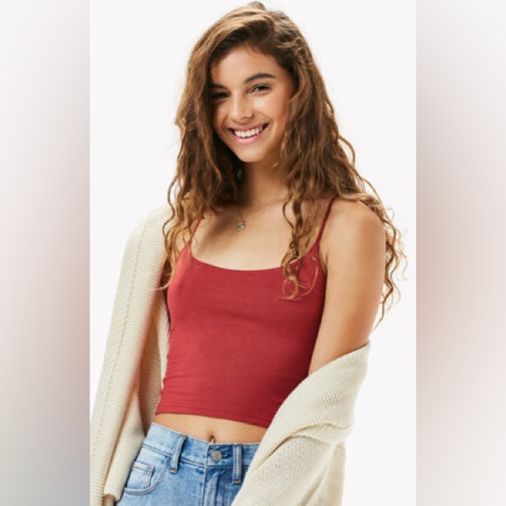 PS Basics by Pacsun Longline Easy Cropped Red Cami Top
